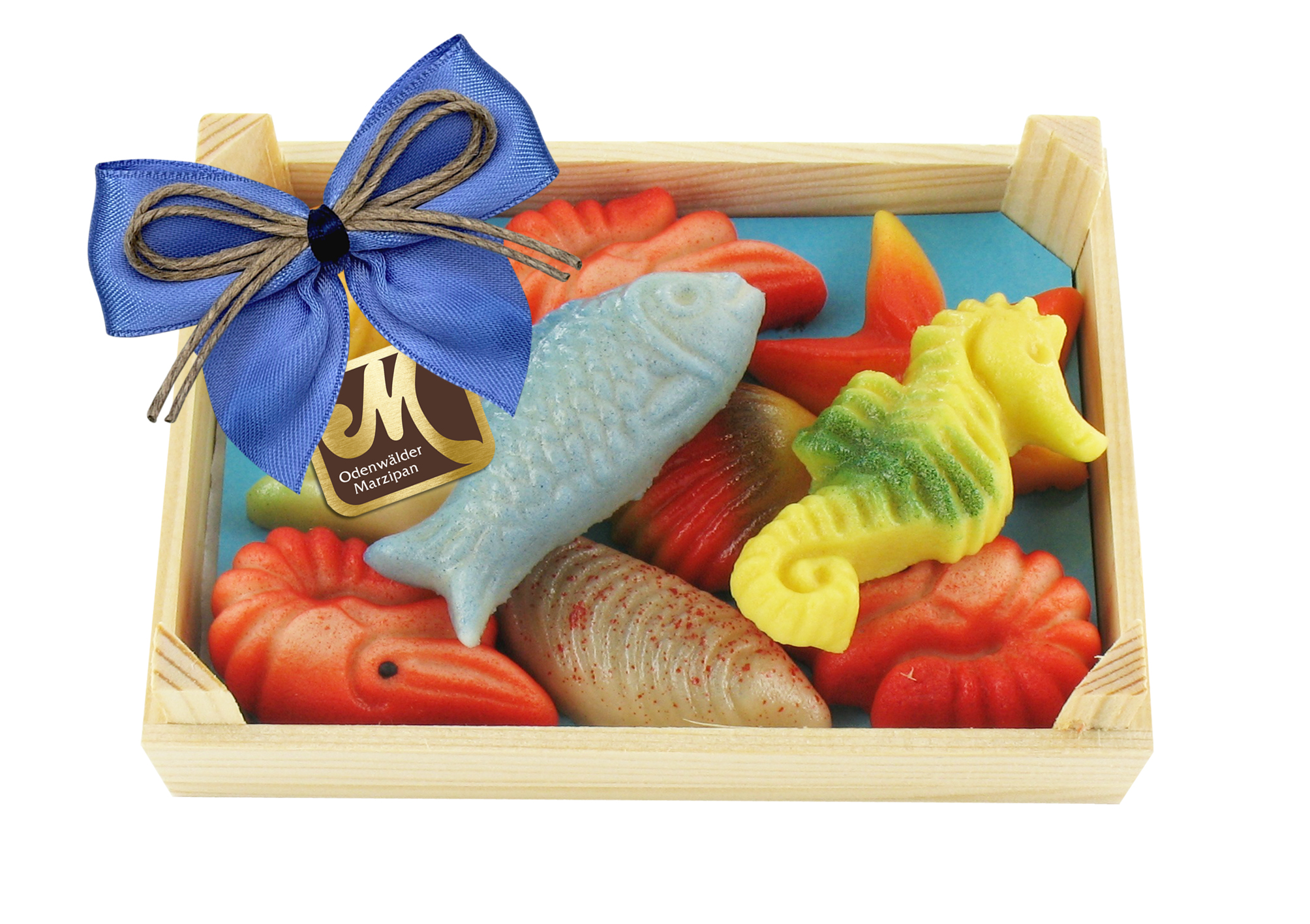 Meeresfrüchte in der Holzkiste